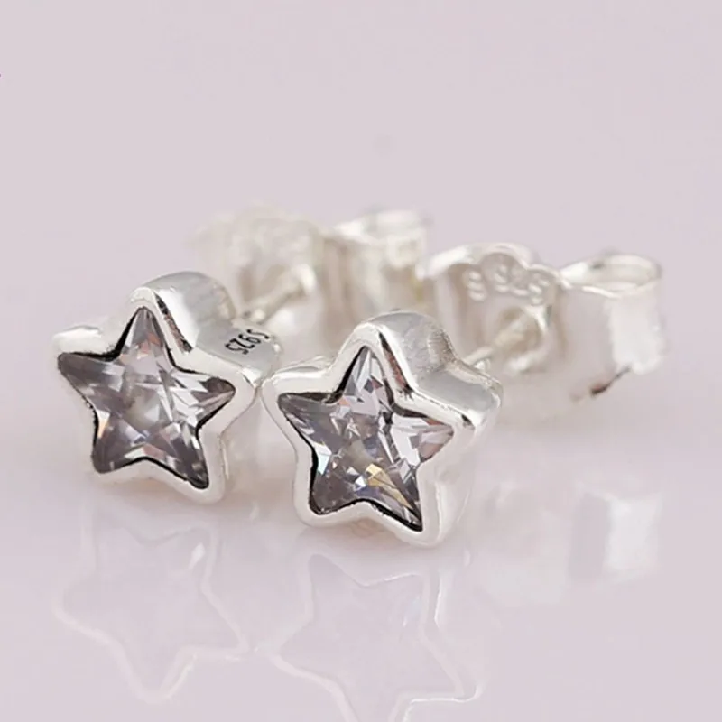 

Authentic 925 Sterling Silver Sparkling Starshine With Crystal Stud Earrings For Women Wedding Gift Fashion Jewelry