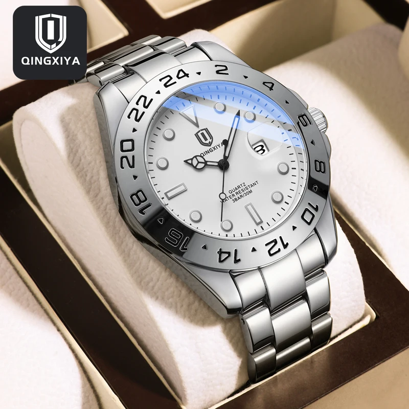 Часы наручные QINGXIYA Мужские кварцевые модные простые светящиеся