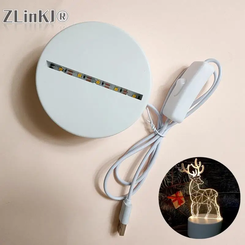 

3W Lamp Base For Acrylic 1/3 Colors LED Lamp Display Stand 3D Night Light Cartoon Anime Lamp Holder USB White