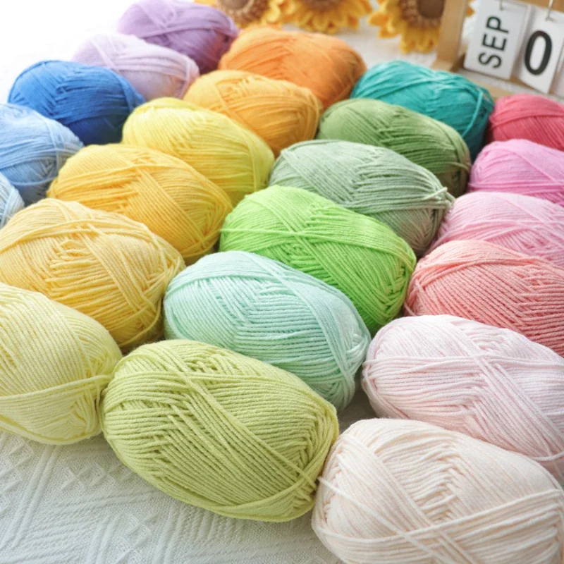 4 слоя 50 г/мяч чесаная молочная хлопковая шерстяная пряжа ручное вязание крючком