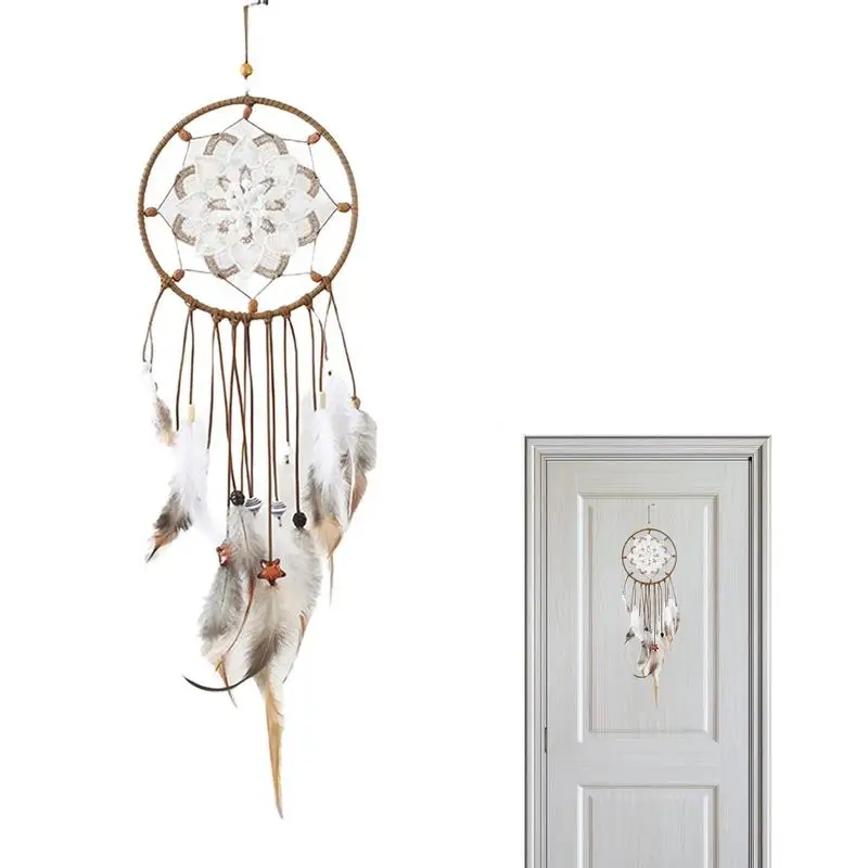 

Mini Handmade DreamCatchers Moon Wind Chimes DreamCatcher Net Hanging Decoration Ornament For Room Car BO