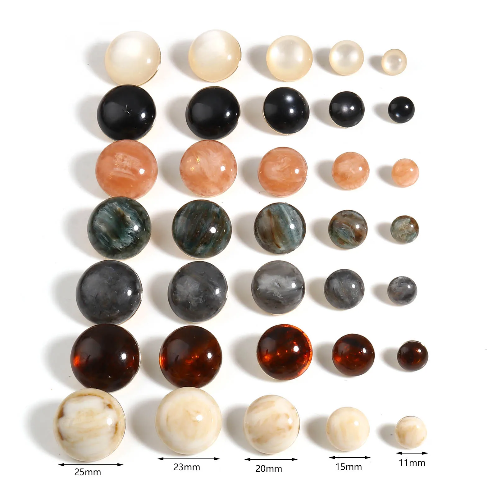 

5PCs Resin Imitation Natual Stone Ball Shank Buttons Metal Round Clothes Decoration Sewing Button Handmade Garment Accessories