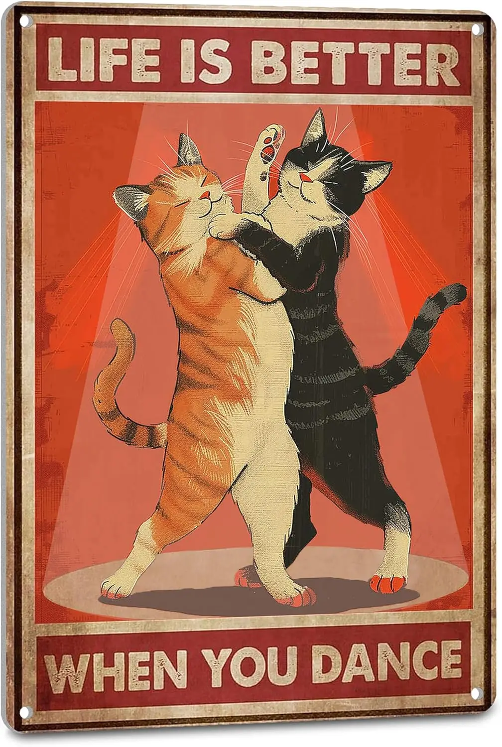 Vntge Ct Decor nsprtonl Wll rt Dnce Sgn - Lfe s Better When You Rustc Home Room Decorton для Dncer Lovers 8X12 nches