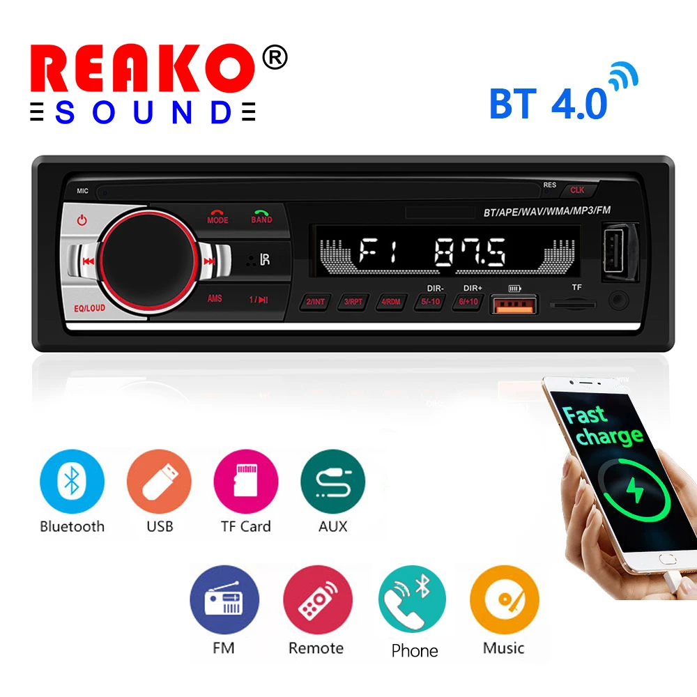 Автомагнитола REAKO один Din Bluetooth Автомобильный MP3-плеер светодиодный светодиодными