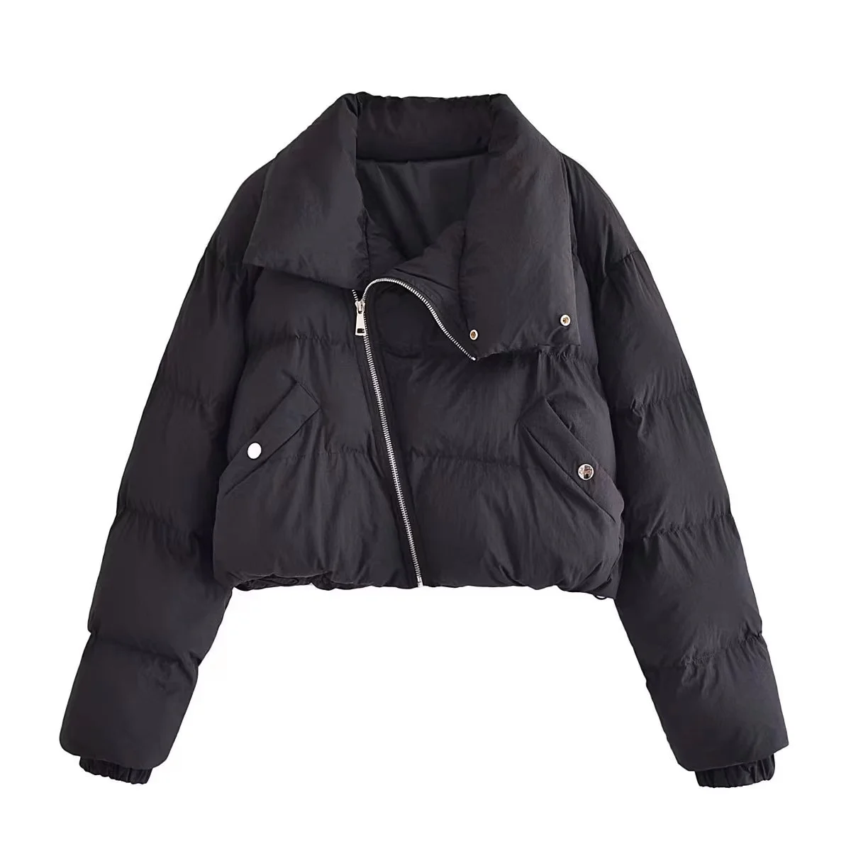 

ZA Streetwear Black Short Jackets Cool Women Pockets Fashion 2022 Autumn Winter Warm Thicken Blazer Female Casual Outwear