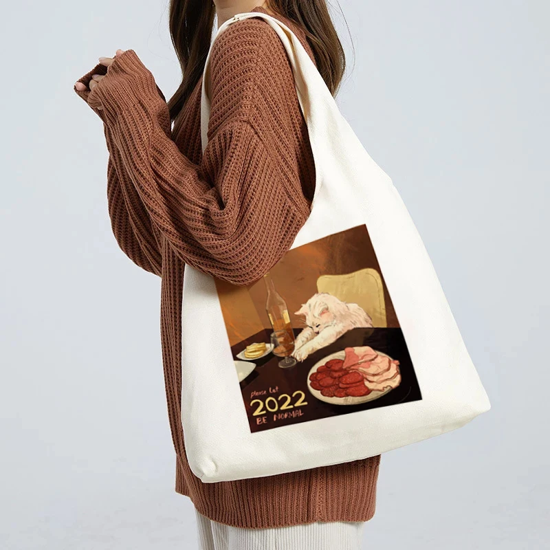 

Y2k Japanese Anime Bags Shopping Bags Canvas Shopping Bags Eco-Friendly Reusable Totes Shoulder Bags Foldable Emo Women's Bags