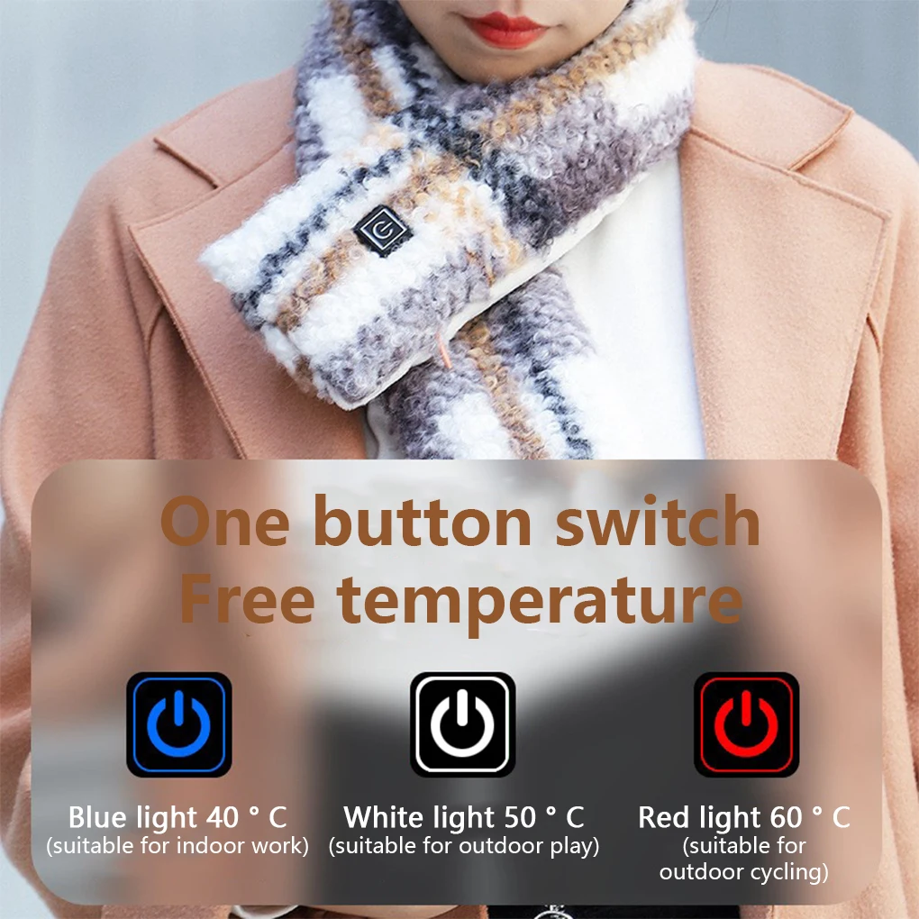 

2/3 Unisex Winter Scarf Heating Polyester Scarves Neck Warmer Heated Indoor