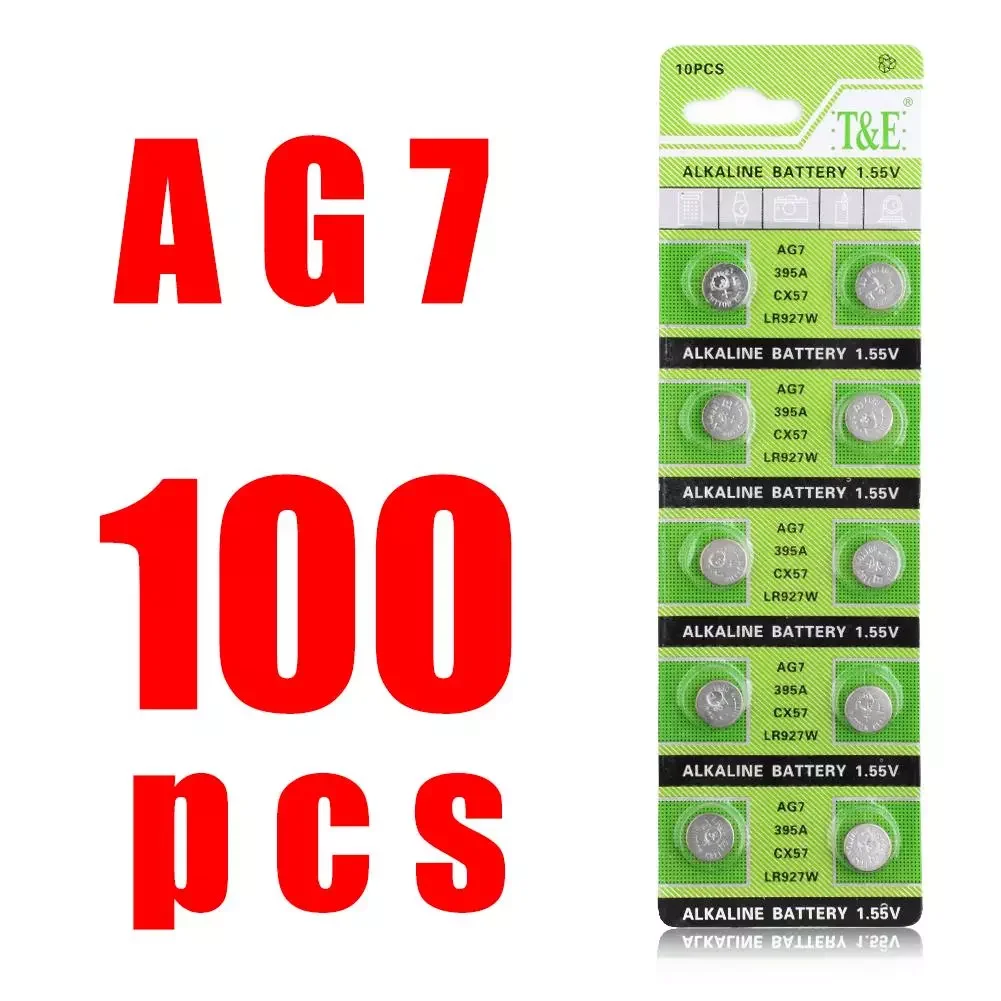 

NEW 2021 New 100PCS AG7 LR927 Alkaline Battery AG7 1.55V Button Coin Cell LR57 SR927W 399 GR927 395A D395 D399 523 610 613