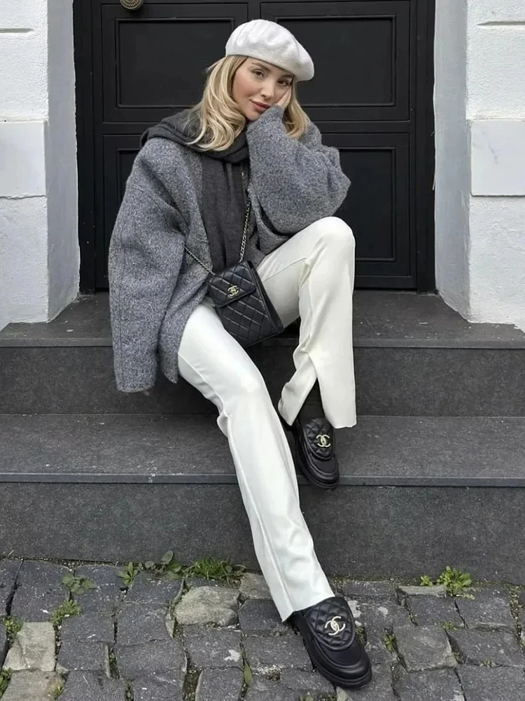 Zbza Женская Теплая Куртка Пилота Со Свободным Воротником-стойкой Двойными