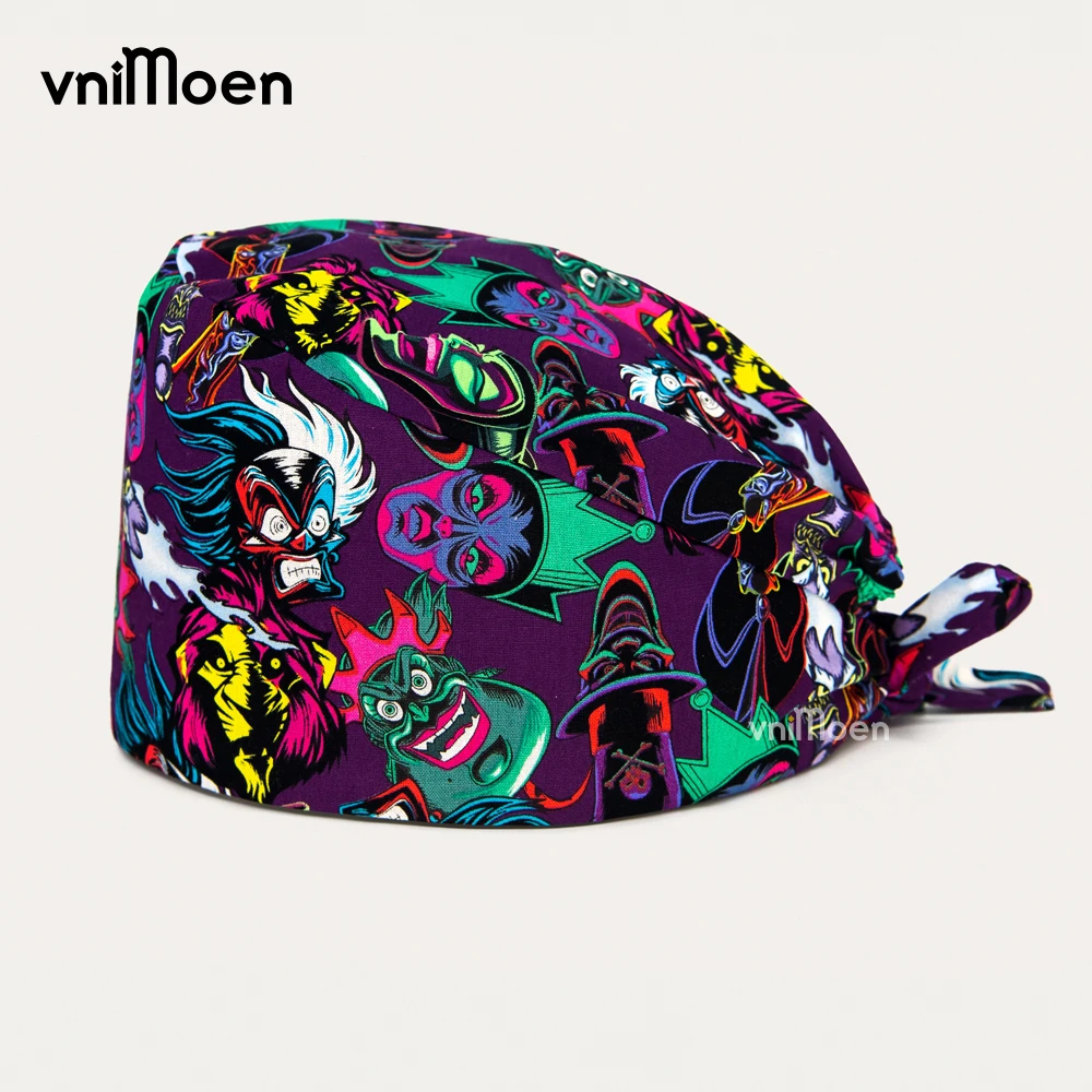 Лабораторные скрабы хлопковая дышащая шапочка с мультяшным рисунком для