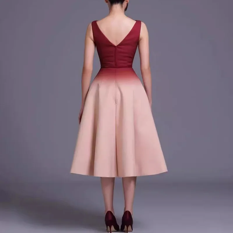 QMQA модное женское элегантное платье с разрезными рукавами и градиентными