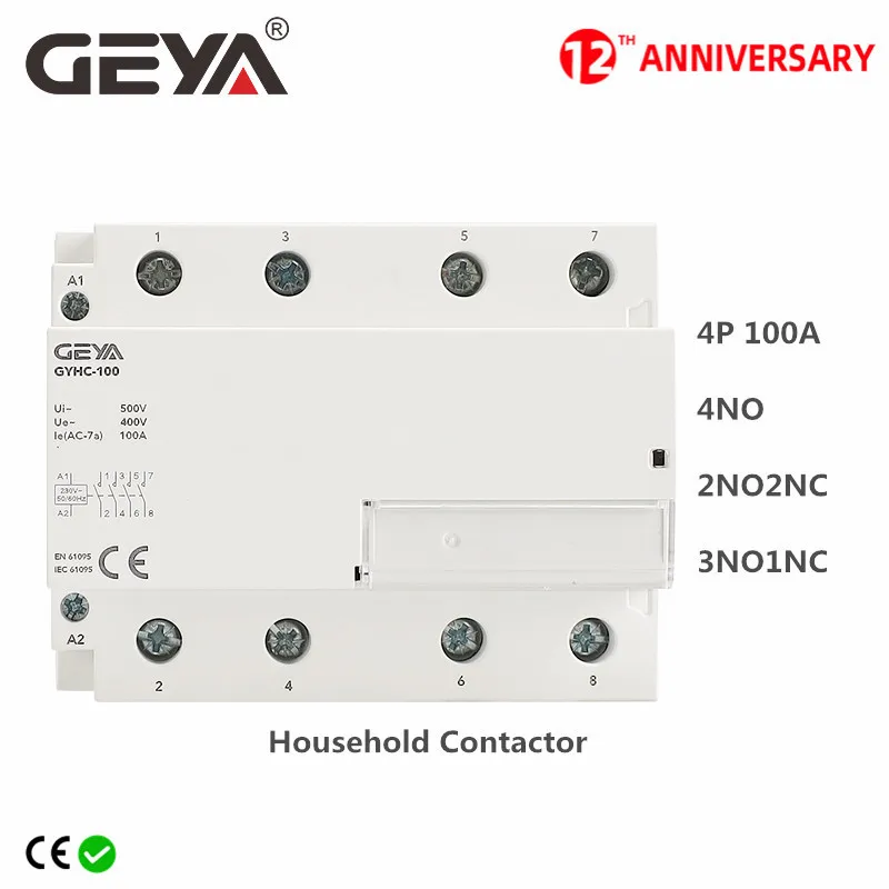 tipo Automático do Trilho do Ruído do Contator 100a do Agregado Familiar do Contator 4no 2no2nc 3no1nc 220v 110v 24v de Geya Gyhc Polo
