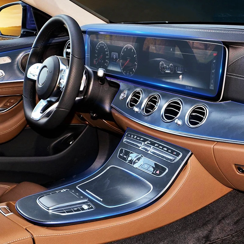 

For Mercedes Benz E Class W213 E200/260/300/320 2016-2019 Car Accessories Center Console TPU Transparent Membrane Protector Film