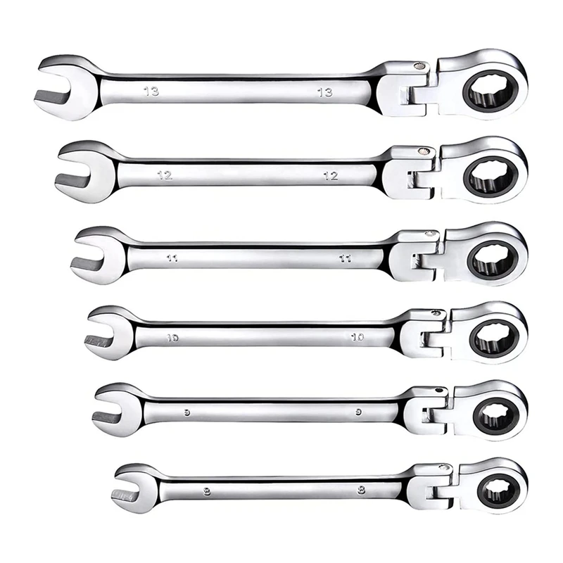 12 Pcs Metric Flex-Head Ratchet Wrench 8-19Mm Flex-Tip Ratchet Set Combination Wrench Tool Ratchet Set