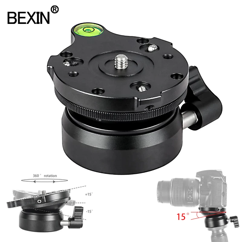 BEXIN panning leveling base tripod head camera stand adjusting head with with bubble level for dslr camear tripod