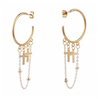 kissitty gold color cross stainless steel dangle stud earrings for women ear nut half hoop earrings jewelry findings