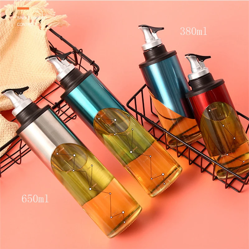 

[ 2PCS] Oil Bottle Cooking Seasoning Sauce Bottle Glass Storage Bottles for And Vinegar Creative Oil Dispenser Kitchen Accessory