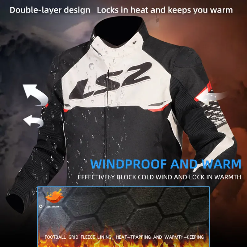 LS2 APEX мотоциклетная куртка MJ162 брючный костюм против падения теплая