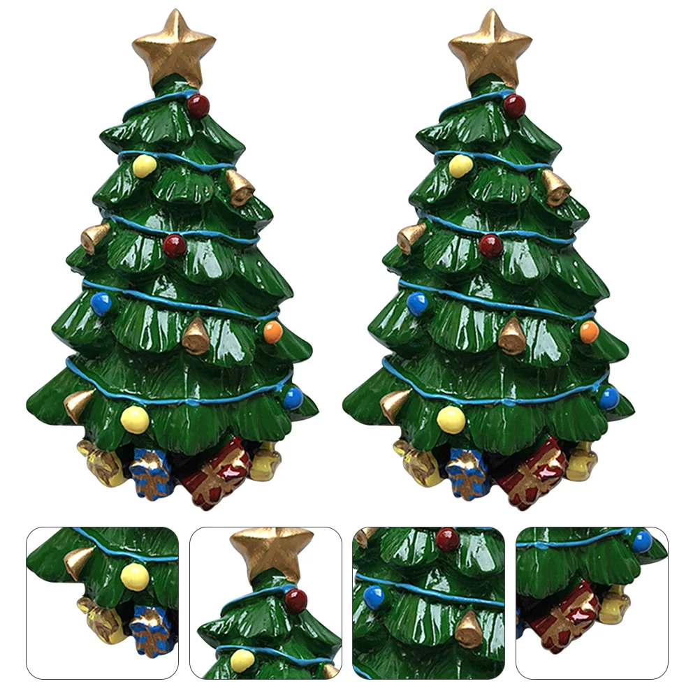 

2Pcs Christmas Fridge Magnets Practical Xmas Adornments Refrigerator Magnet Resin Adornments for Party Home