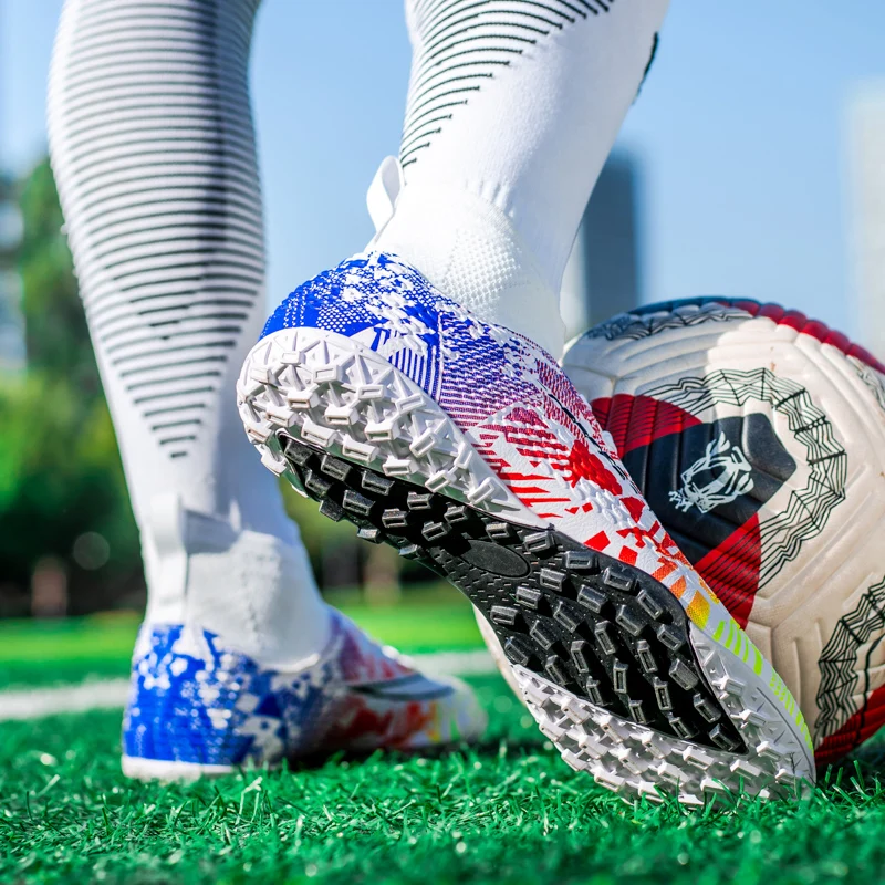 Soccer Shoes for Men Quality FG/TF Football Boots High Ankle Grass Cleats Training Match Sneakers Kids Non-slip Professional 46