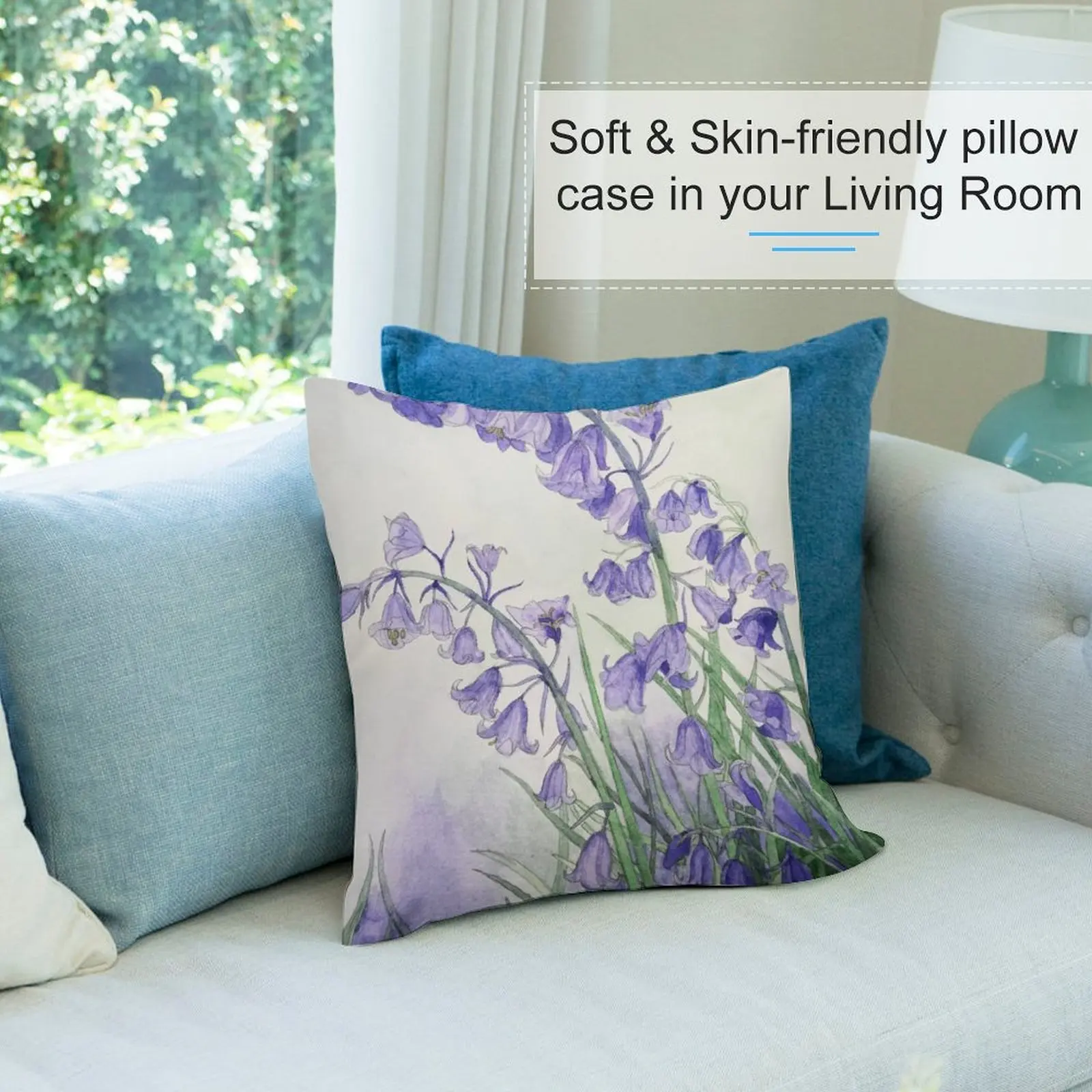 Bluebells декоративная подушка с акварелью
