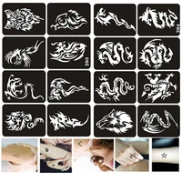 big size henna tattoo stencils for painting dragon wolf airbrush stencil reusable glitter stencil templates pochoir
