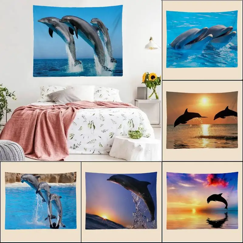 

Dolphin Animal Tapestry Art Printing Cheap Hippie Wall Hanging Bohemian Wall Tapestries