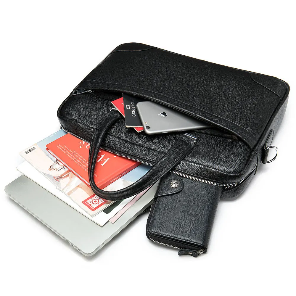 Men's Leather Briefcase Business Men's Bag Computer Bag Fashion Messenger Shoulder Bag Cowhide Men's Handbag Business Meeting