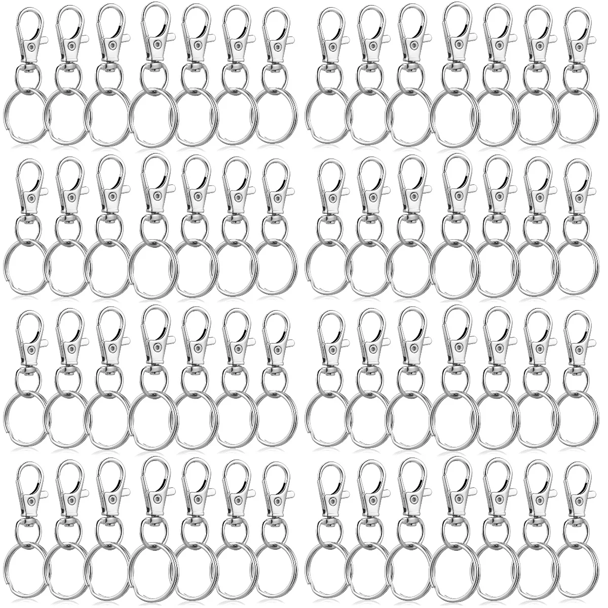 

240 Sets Lightweight Flexible Key Chain Swivel Clips Hooks and Rings Key Chain Snap Hooks with Round Rings
