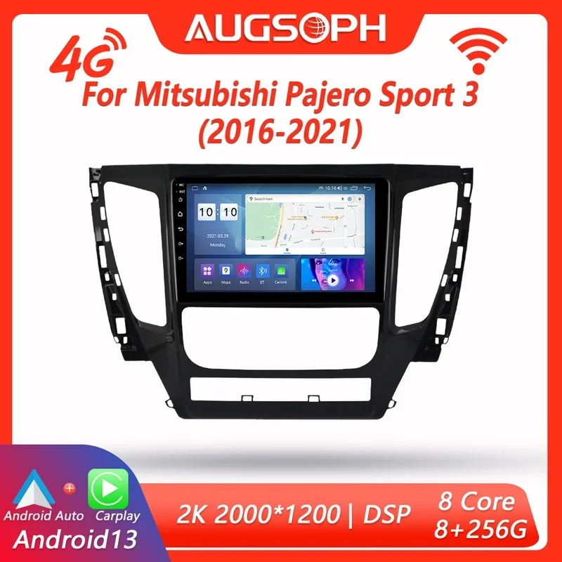 

Автомобильный радиоприемник Android 13 для Mitsubishi Pajero Sport 3 2016-2021,9 дюймов мультимедийный плеер с 4G WiFi Carplay и 2Din GPS