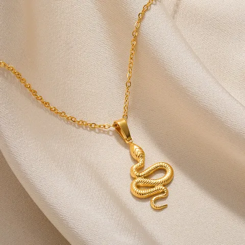 Ожерелье из нержавеющей стали, ювелирные изделия, цепочка из 18-каратного золота, модное ожерелье с подвеской в виде змеи в стиле панк для женщин и мужчин, аксессуары в подарок