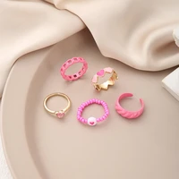 fashion love heart colorful rings for women charms geometry couples ring set wedding jewelry gifts