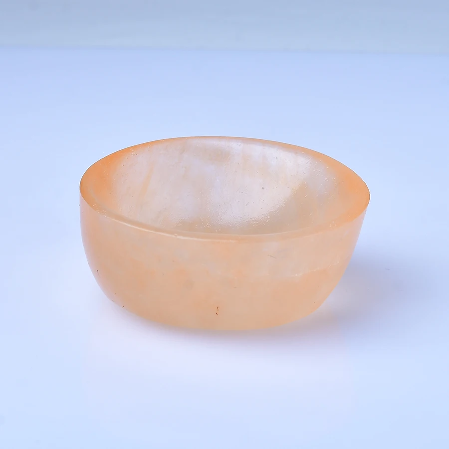 Натуральная оранжевая чаша из селенита ручная резная зарядная тарелка для