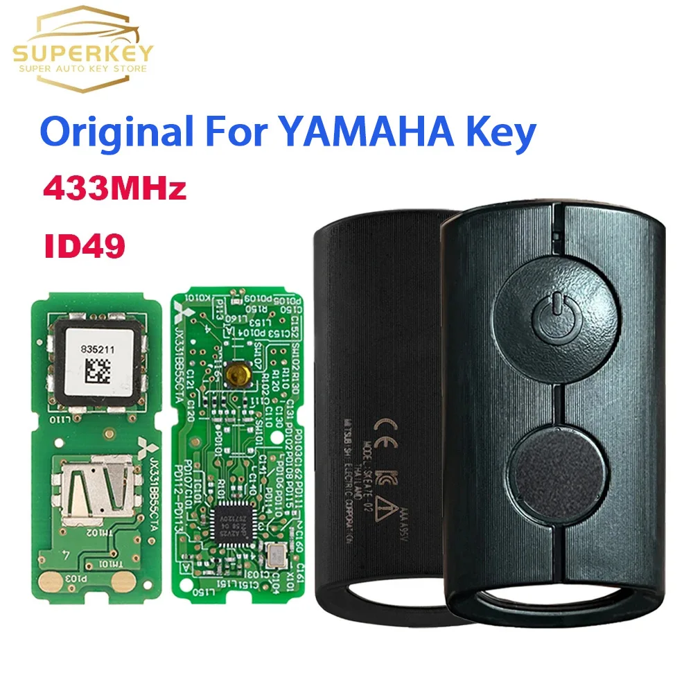 

Оригинальный пульт дистанционного управления для мотоцикла SUPERKEY, брелок 433 МГц, чип ID49 для YAMAHA XMAX XMAX300 NVX NVX155 AEROX JAUNS QBIX