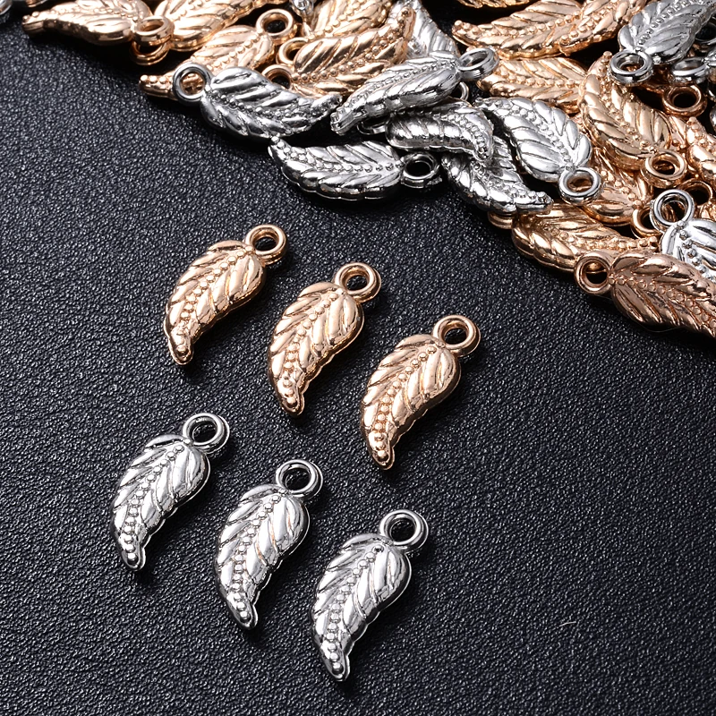 8x19 мм 50-200 шт./лот Leaft-формы CCB бусины золотого и серебряного цвета очаровательные свободные разделители пластиковые бусины для изготовления ювелирных изделий Аксессуары