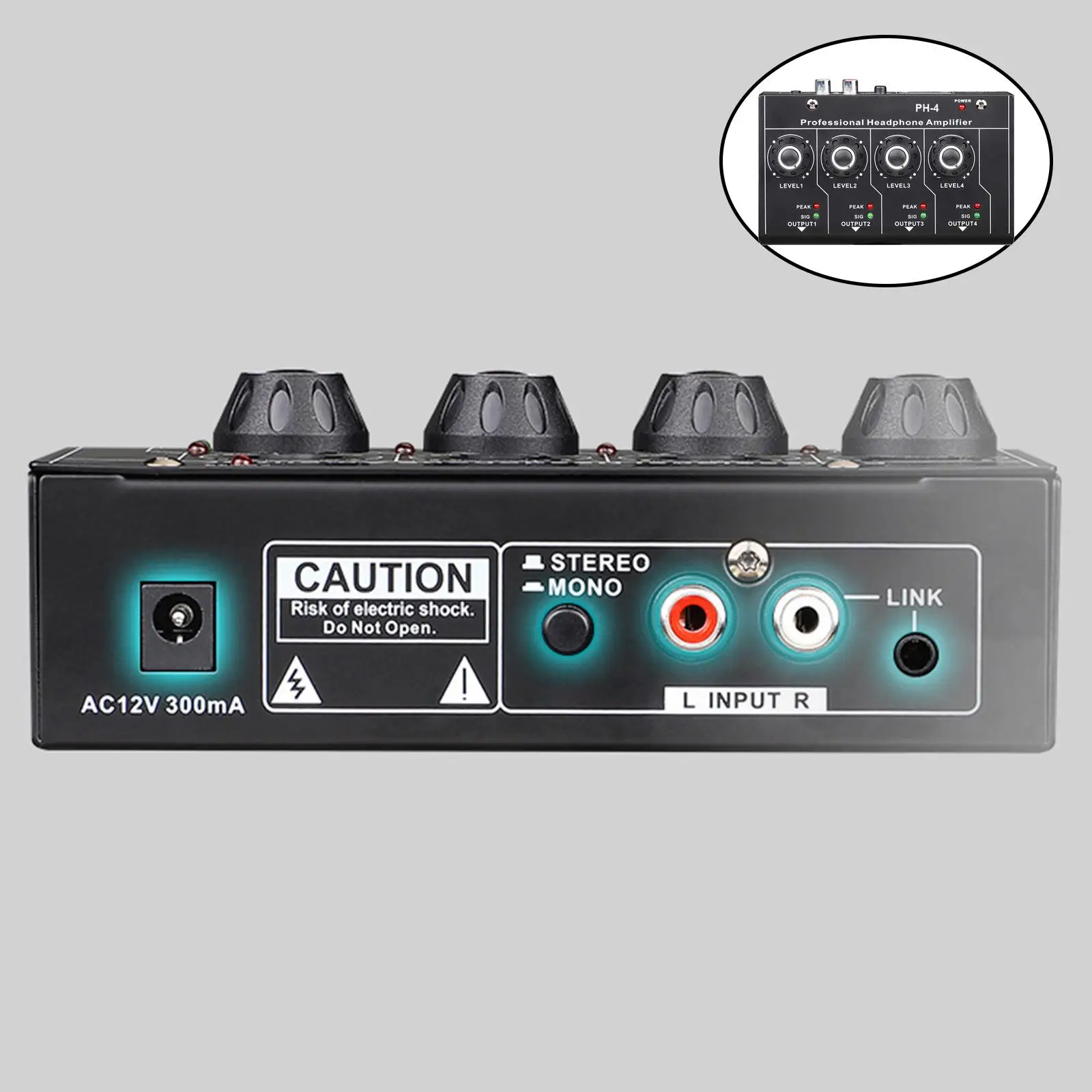 

Компактный усилитель для наушников, стерео/моно, 4 канала, AC12V 300 мА