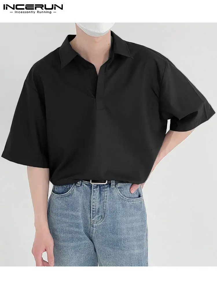 

Fashion Casual Style New Men Solid All-match Blouse Casual Streetwear Male Hot Sale Short-sleeved Shirt S-5XL INCERUN Tops 2022