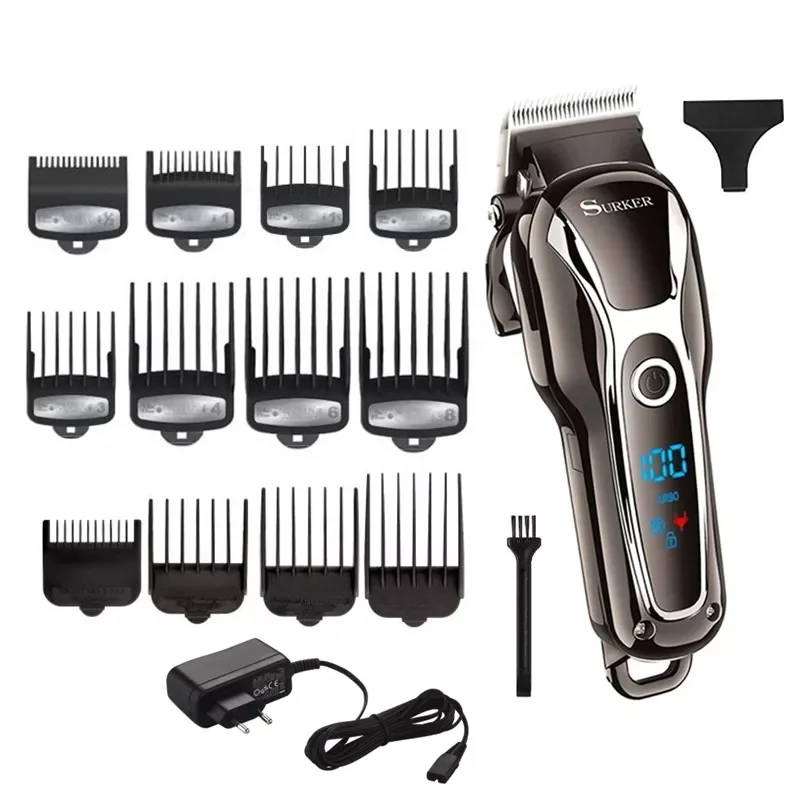 

TURBO barber hair clipper professional men hair trimmer LCD electric hair cutting machine salon tool haircut cord&cordless