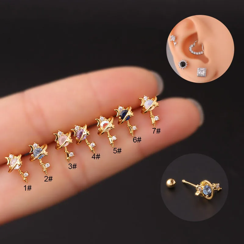 

1 Piece Stainless Steel 20G Stud Cz Cartilage Earring Tiny Tragus Helix Tragus Earring Piercing Sexy Plug & Tunnel Jewelry