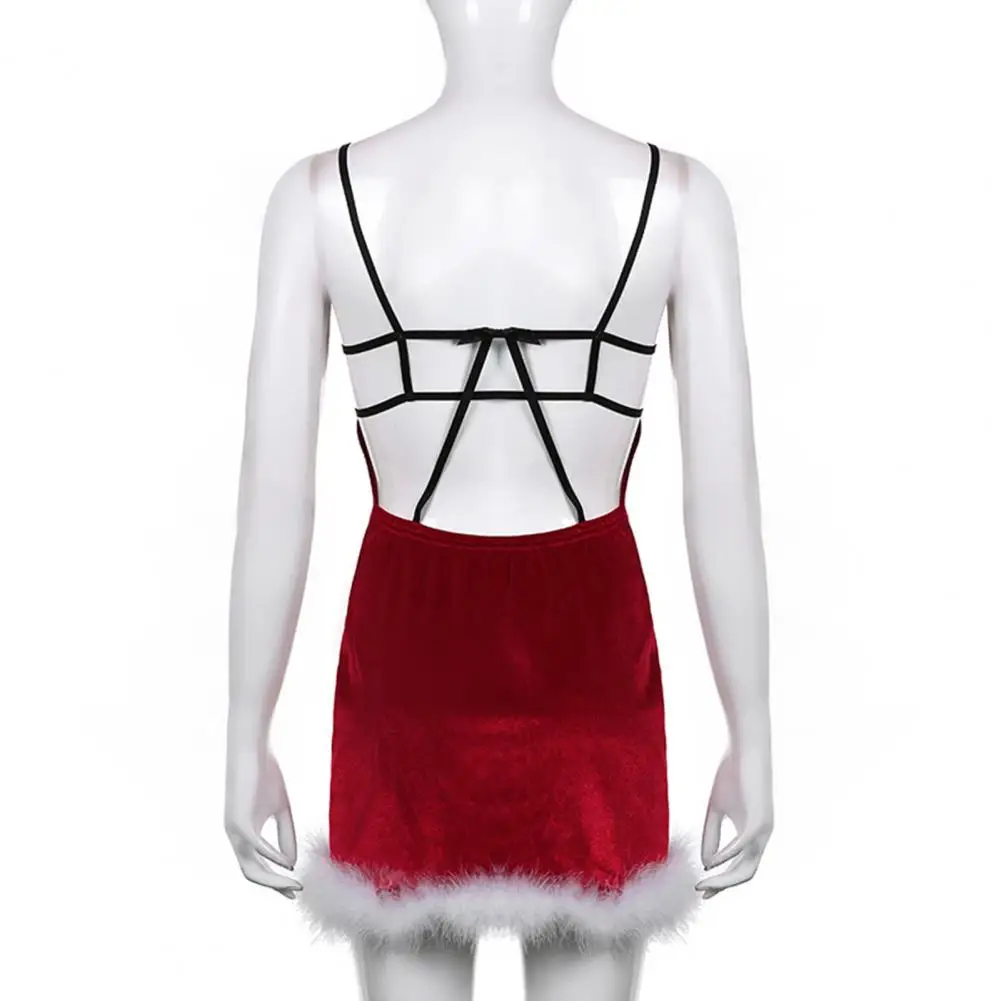 

Trendy Slim Dress Sleeveless Breathable Short Dress Women Red Slim Festive Short Dress