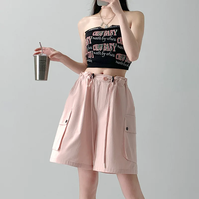

Workwear Shorts Women's Summer Thin High Waisted Wide Leg Casual Pants Sports Capris