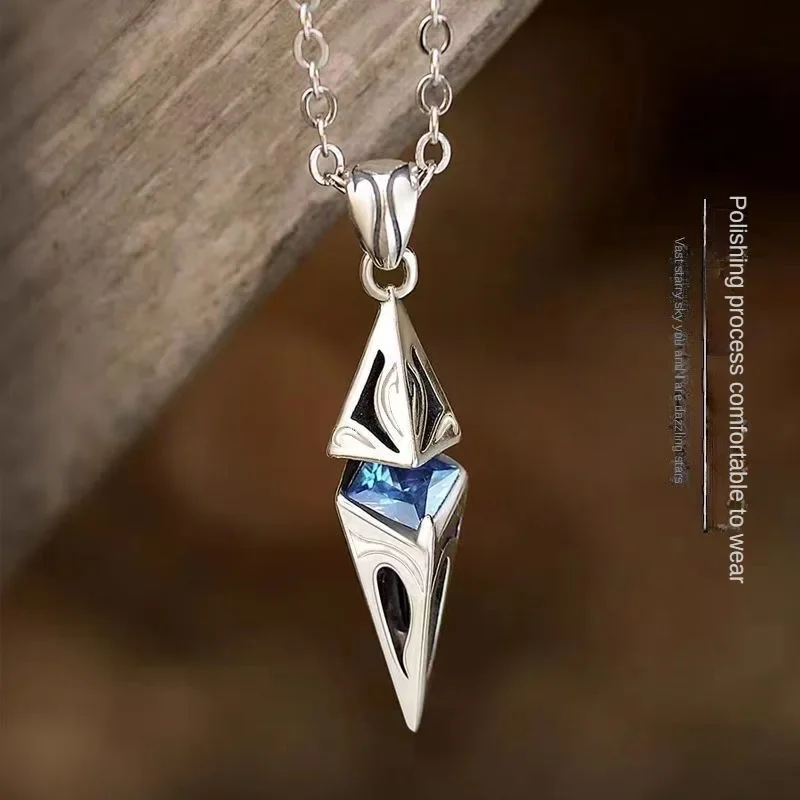 Модные ожерелья со звездой и голубым Цирконом для мужчин женщин медная подвеска