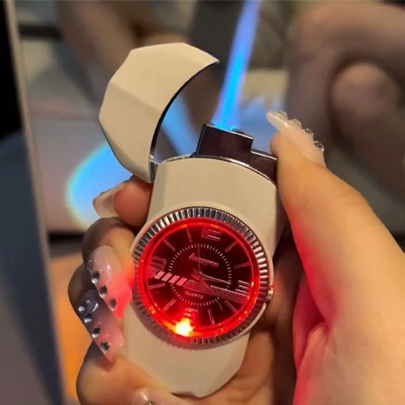 

New Color Light Watch Sports Car Lighter Metal Inflatable Blue Flame Direct Injection Butane Cigarette Accessories Unusual Gift