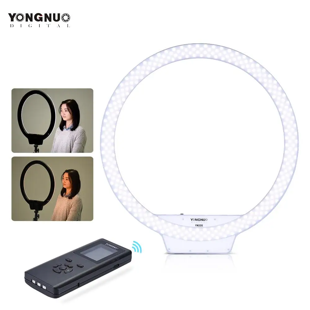 

YONGNUO YN308 3200K~5500K Bi-Color Wireless Remote LED Ring Video LED Light Adjustable Brightness for Portrait Live Video Selfie
