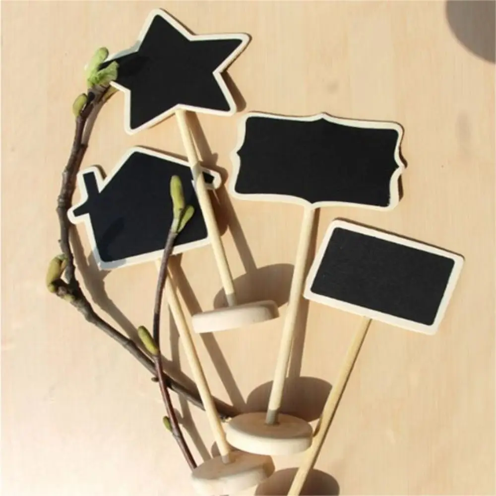 

10pcs Mini Decoration Tools Garden Flowers Blackboard Signs Wooden Chalkboard Plant Markers Plant Labels