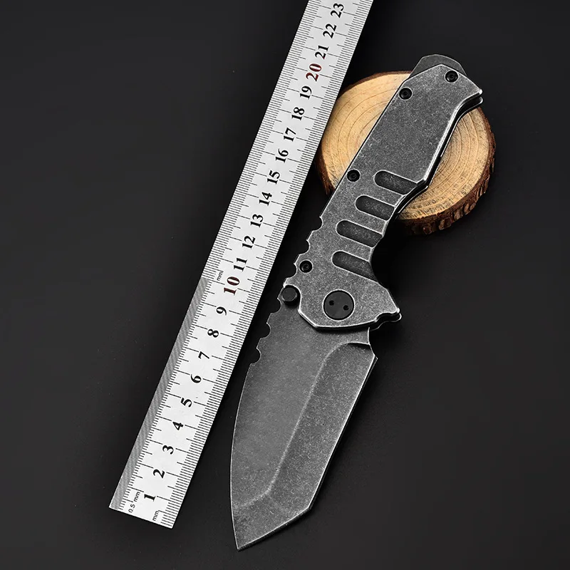 

22cm Steel Hair Black Stone Folding Knife for Self-defense Outdoor Wilderness Survival Knife High Hardness Military Knife