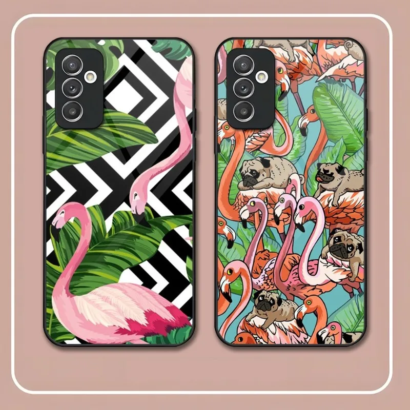 

Flamingo Phone Case Tempered Glass For Samsung S22Ultra S20 S21 S30 Pro Ultra Plus S7Edge S8 S9 S10E Plus Cover