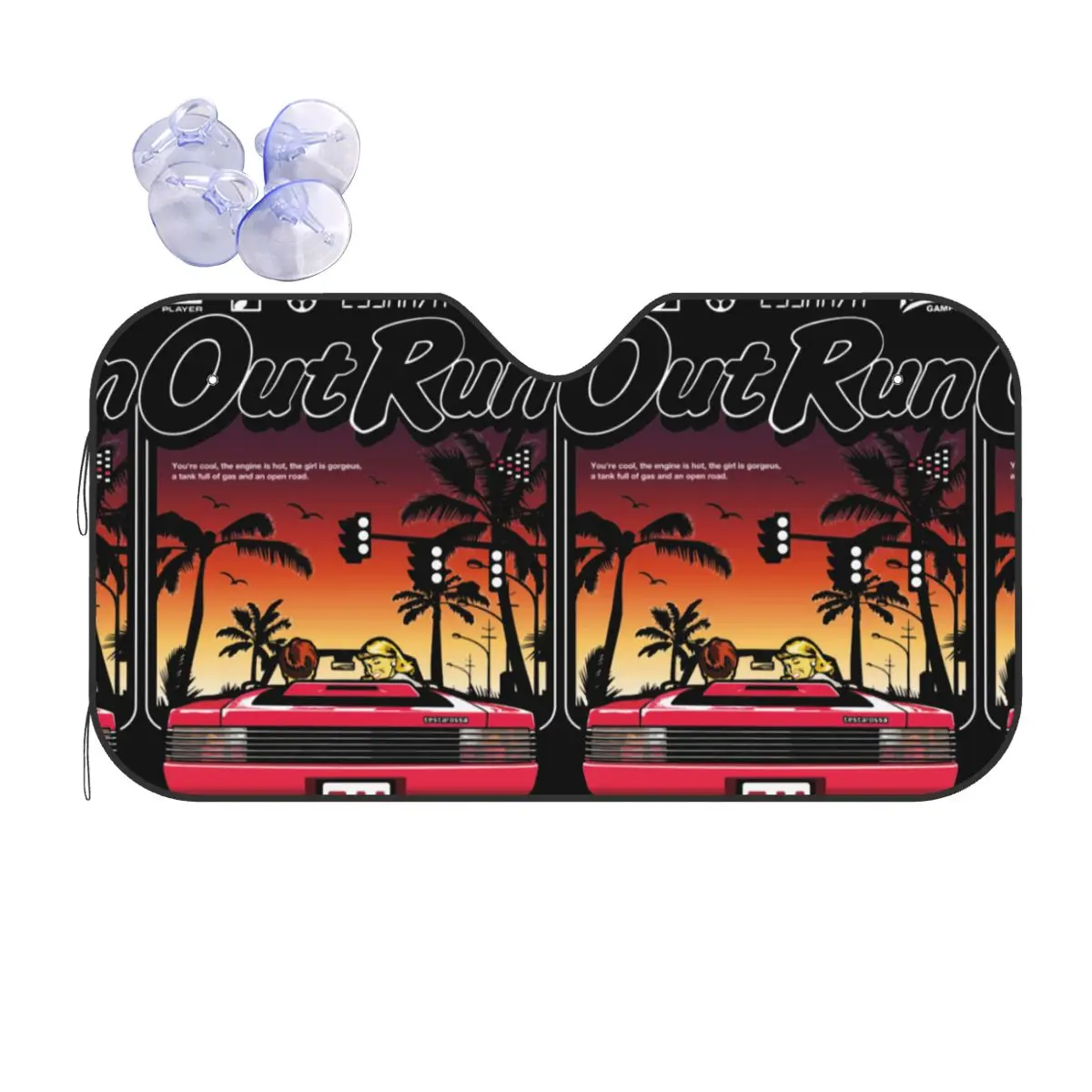 

Out Run 80s Retro Arcade Game Creative Windshield Sunshade 76x140cm Aluminium Foil Sun Visor Accessories Covers