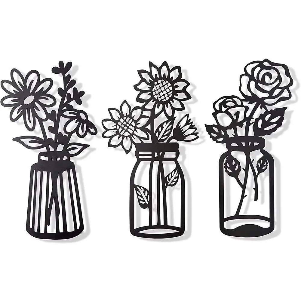 

Metal Flower Wall Decor For Patio Balcony Living Room Bathroom Bedroom Dining Room Black Iron Wall Art Decoration