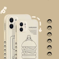 hamburger phone case for iphone fashion side painted cartoon tpu antique white for iphone 13 12 11 x 7 8 game console phone case